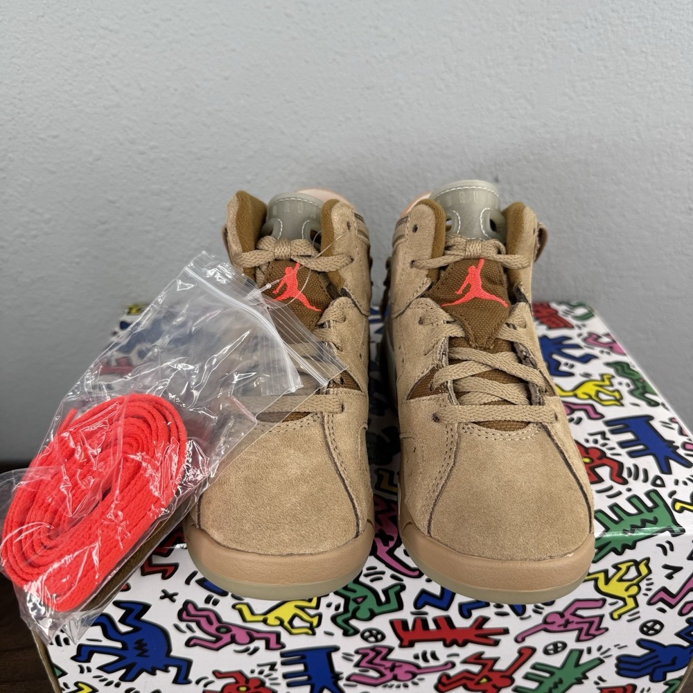 Travis Scott x Air Jordan 6 Retro PreSchool British Khaki DH0693-200 Size 11c - Picture 5 of 14